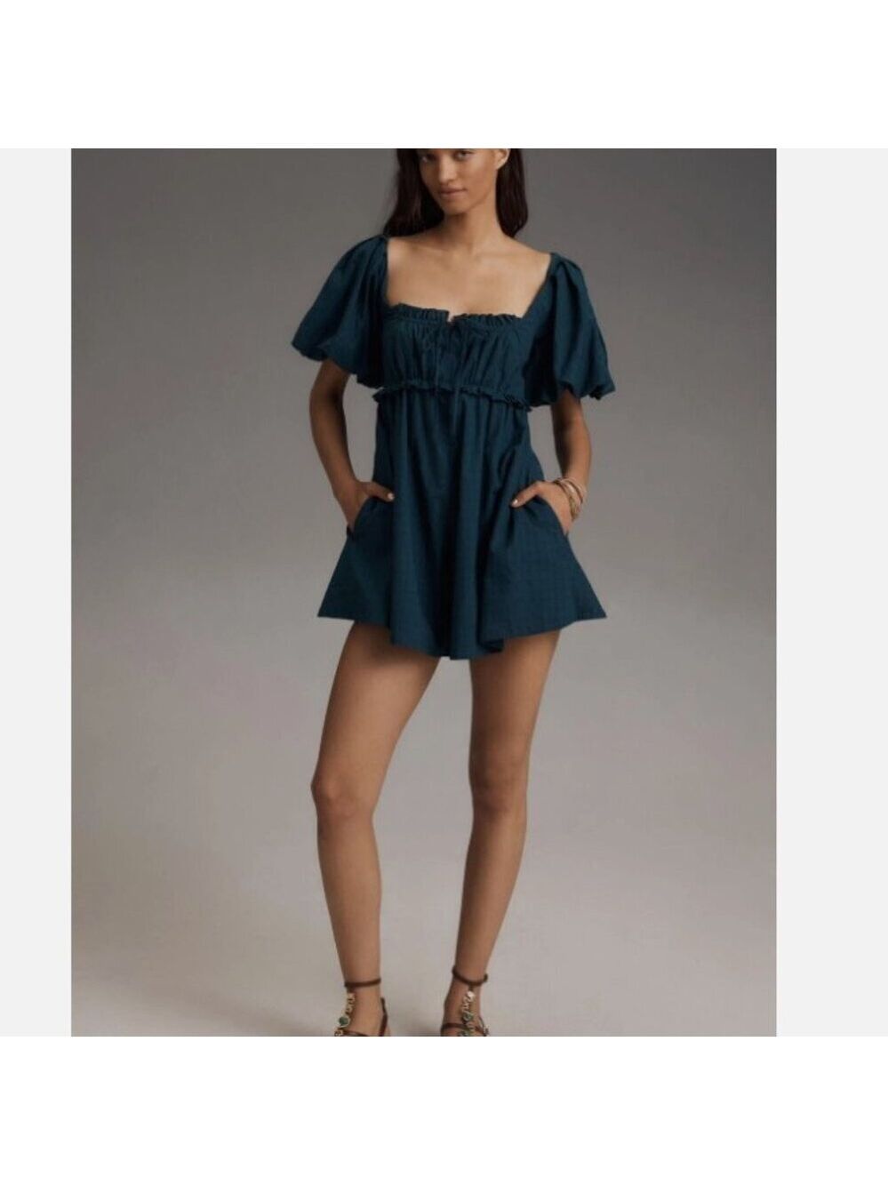 *Anthropologie Pilcro Puff-Sleeve Babydoll Romper – NWT – Size XXS